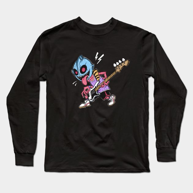 ultra man play bass Long Sleeve T-Shirt by Paundra